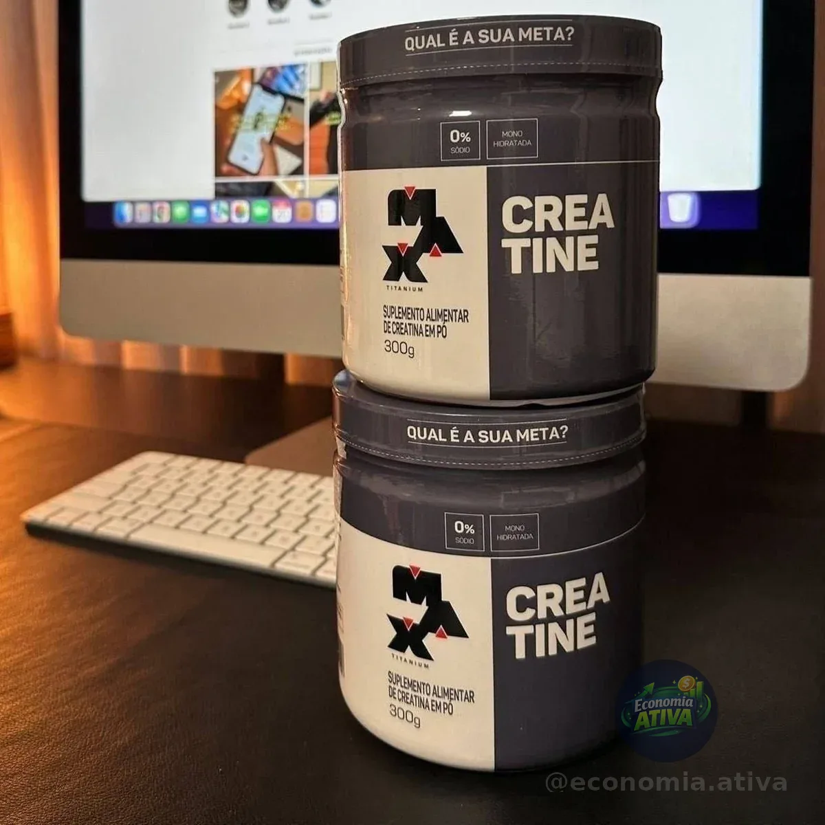 Kit 2x Creatina 300g Max Titanium Monohidratada Em Pó Sem Sabor