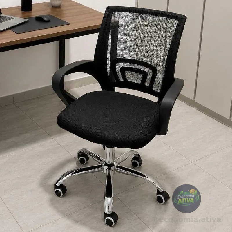 Cadeira De Escritório Giratória Or Design 3310 Preta Ergonomica