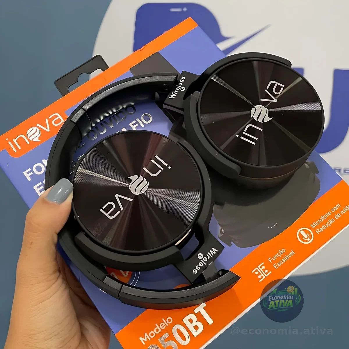 Fone Ouvido Bluetooth Regulável Com Microfone E Redução Ruído (4 cores)