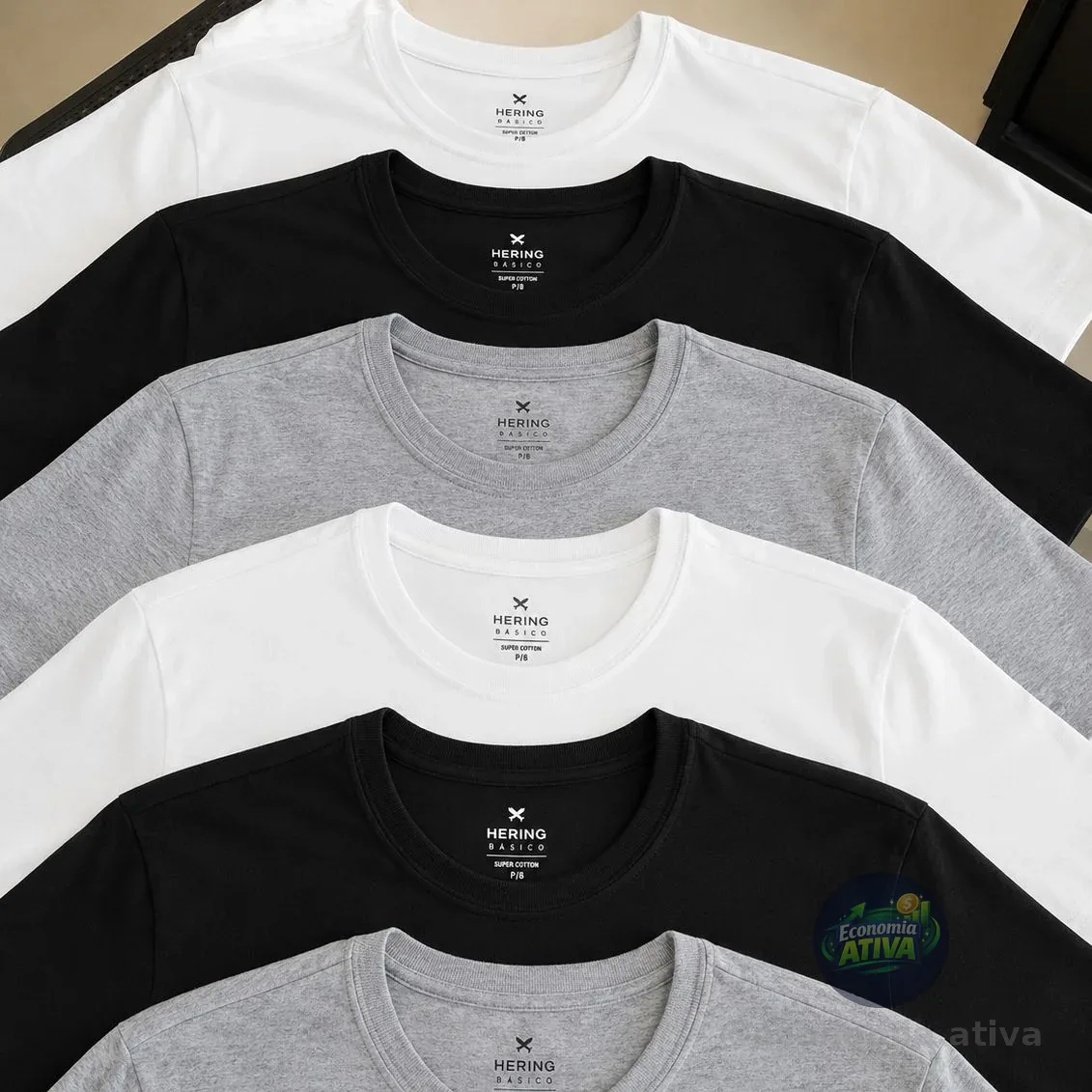 Kit Camiseta Hering Slim Masculina 5 Peças