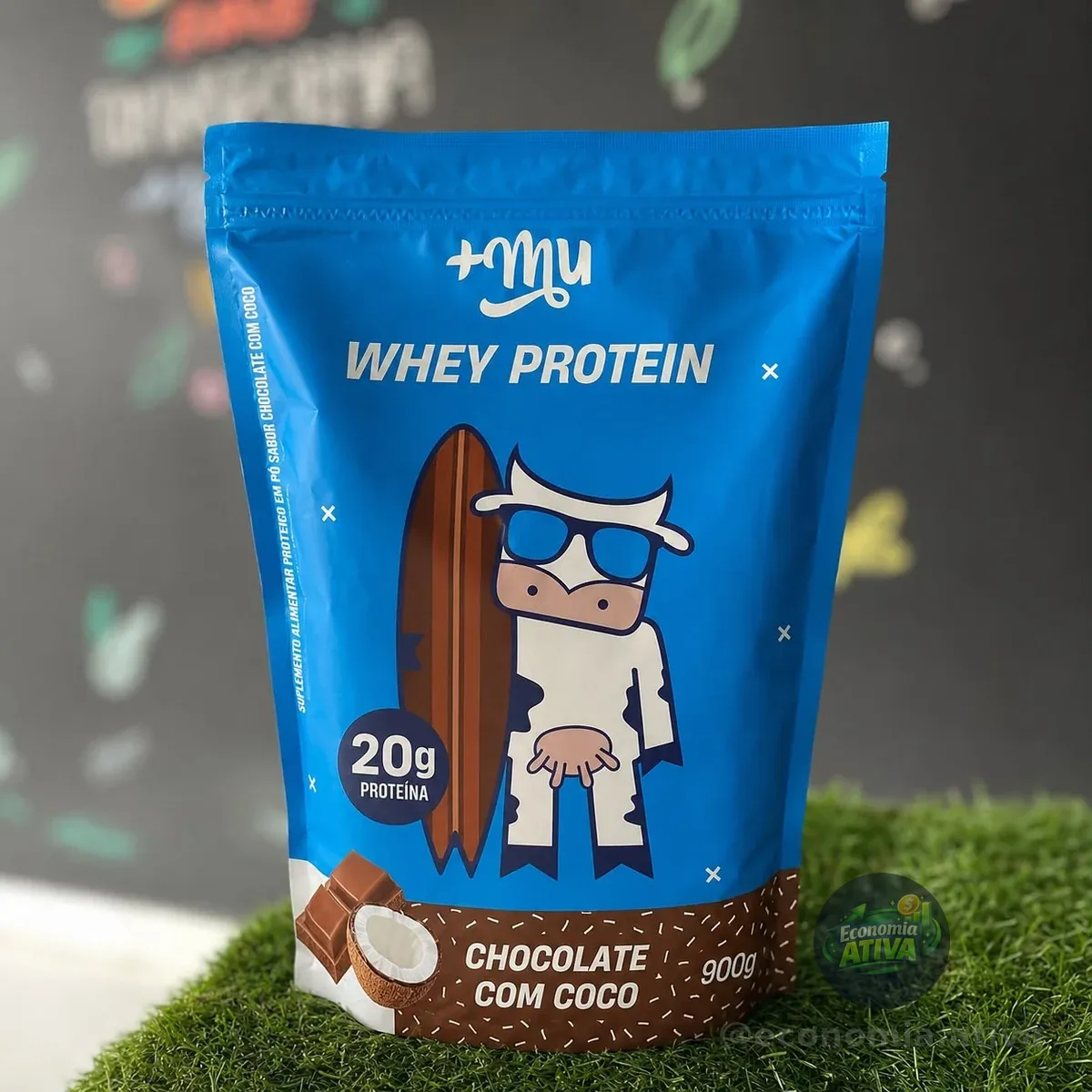 Whey Concentrado, Mais Mu, Sabor Chocolate c/Coco, 20g de proteína - 900g