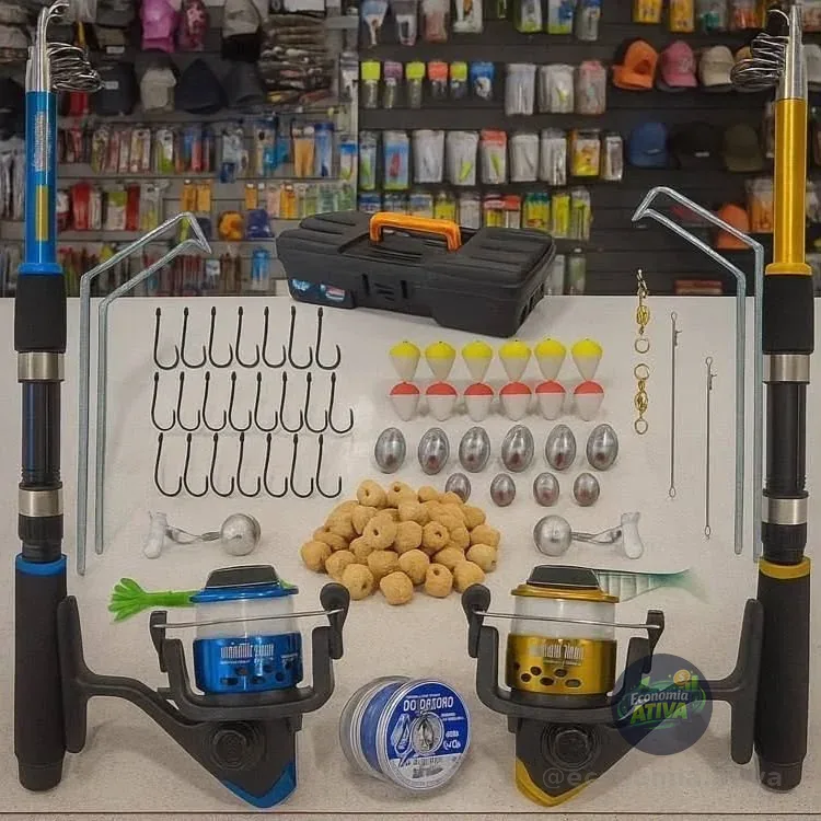 Kit De Pesca Pescamping Com 2 Varas Telescópicas E 2 Molinetes, Maleta Completa Para Pescaria
