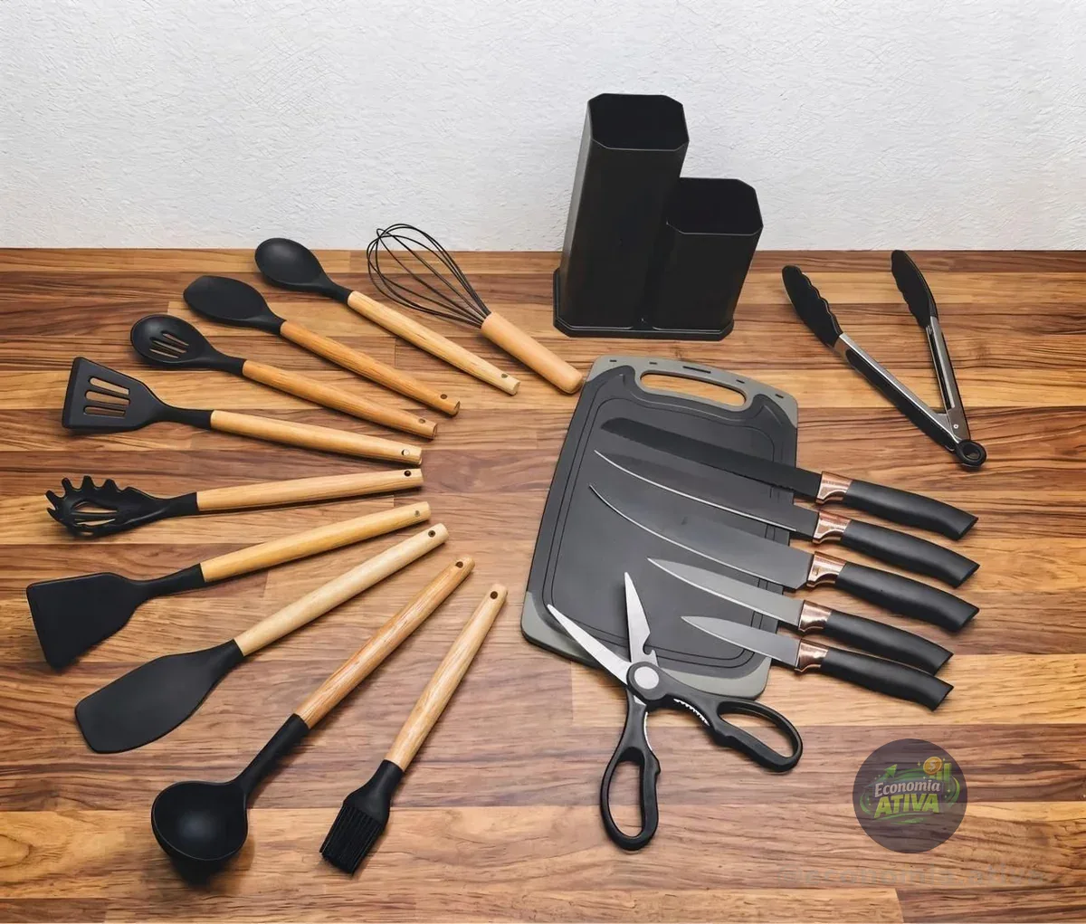 Kit 19 Utensilios Cozinha Tábua Em Silicone Espátula (4 cores)