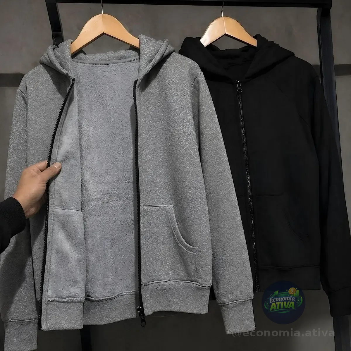 Kit 2 Moletons Com Capuz & Com Zíper, Casaco De Frio Inverno