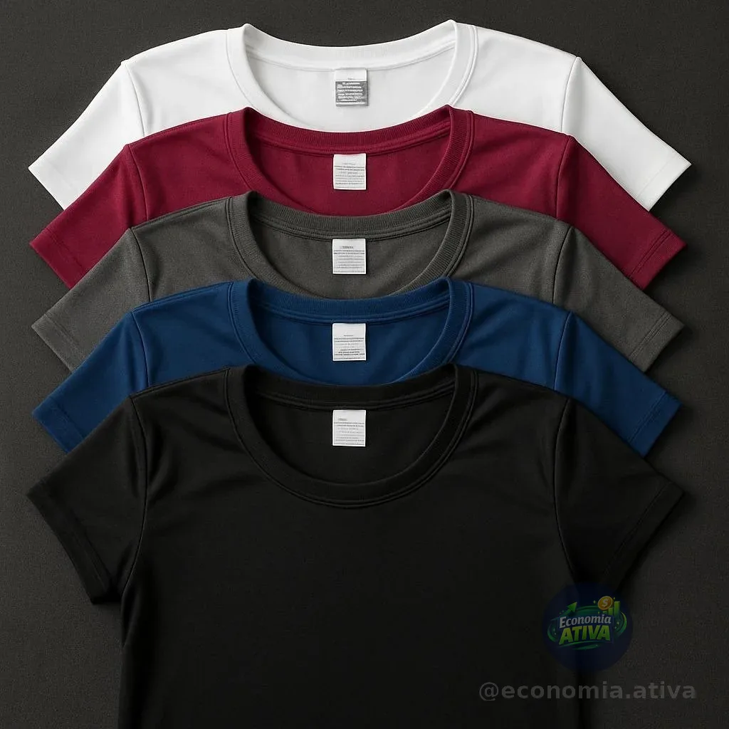 Kit 5 Camisetas Básicas Masculina Dry Fit Lisa