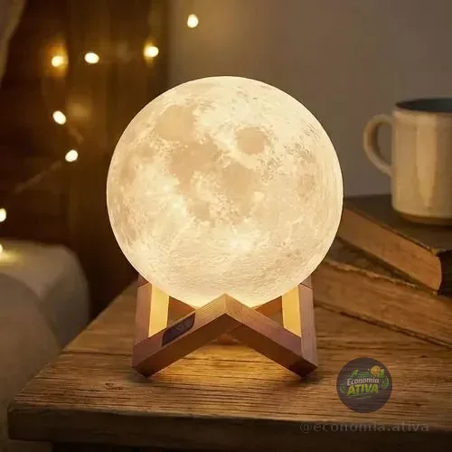 Luminária Led Lua Cheia 3d Abajur 127/220v