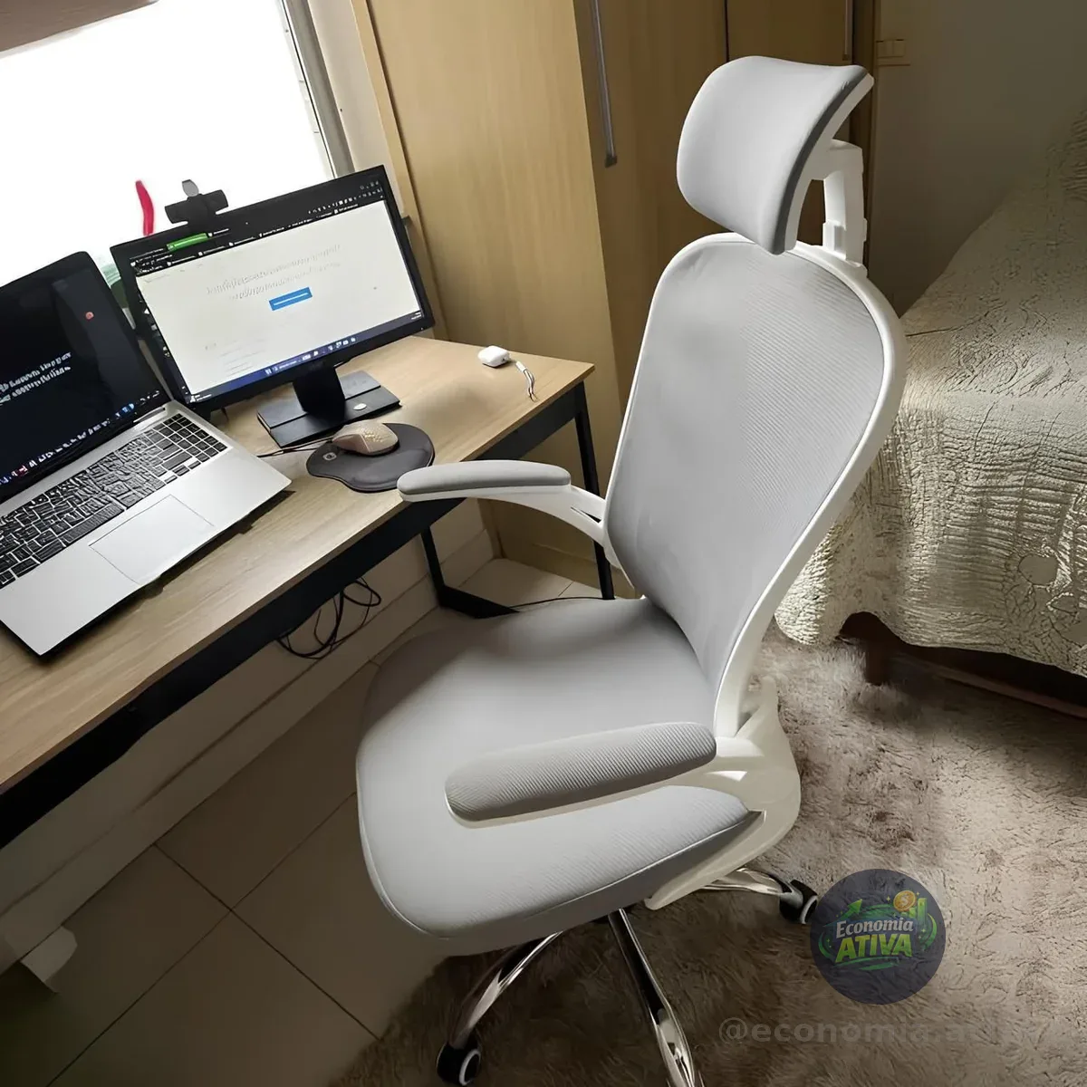 Cadeira De Escritório Ergonômica Giratória Boston G100 Com Estofado Mesh