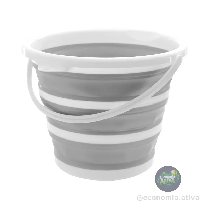 Powermaid Balde Retrátil de Silicone Multiuso - com Alça Dobrável - 10 Litros