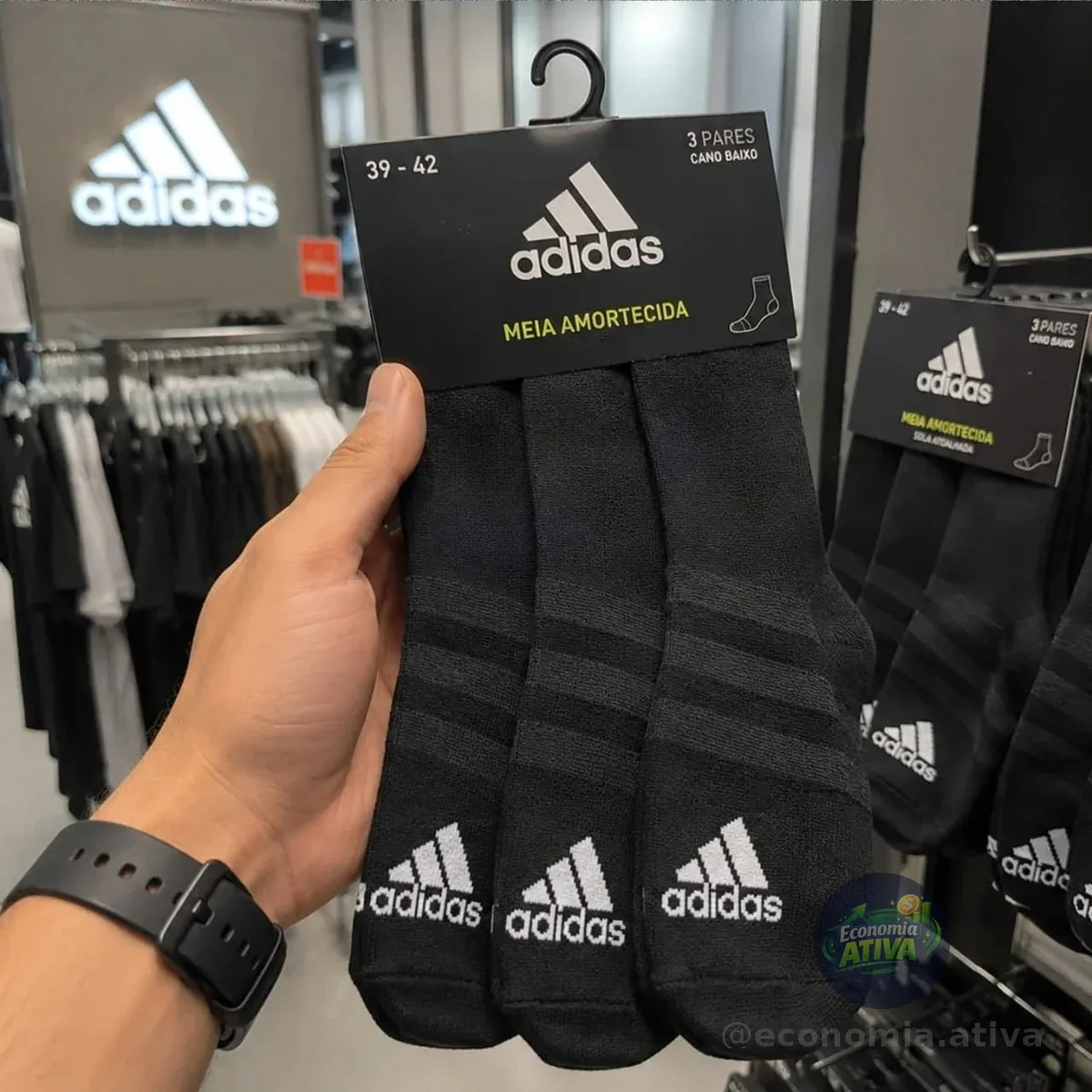 Meias Amortecidas Cano Baixo 3 Pares adidas