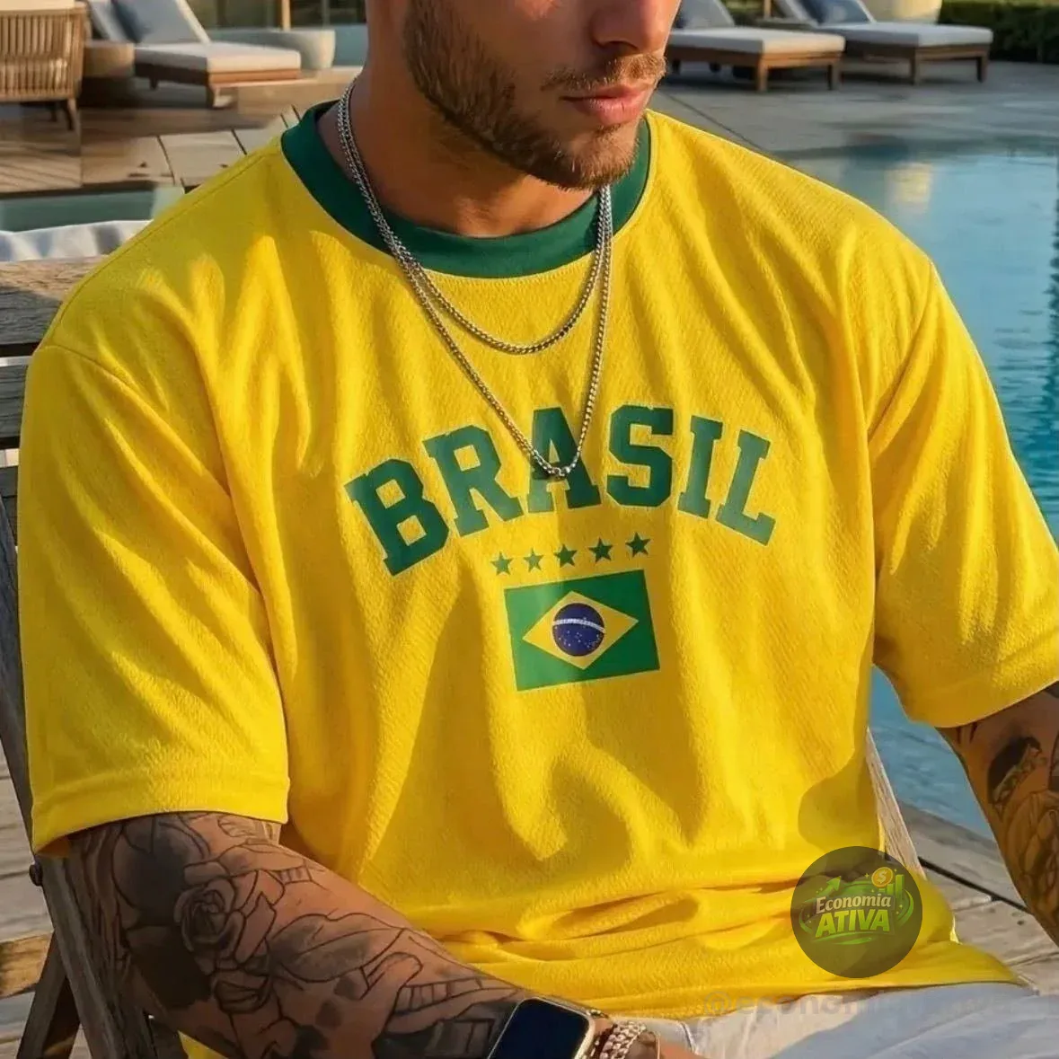 Camiseta Masculina Básica Canelada Copa Do Brasil 2026 Amarelo