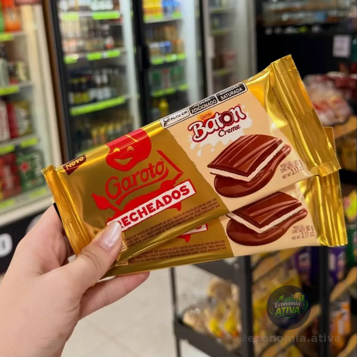 Chocolate ao Leite Recheio Baton Creme Garoto Recheados Pacote 90g