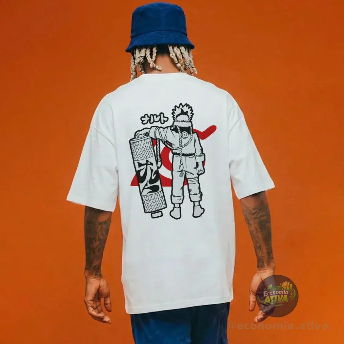 Camiseta Oversized Anime Clássico Naruto Uzumaki (4 cores)