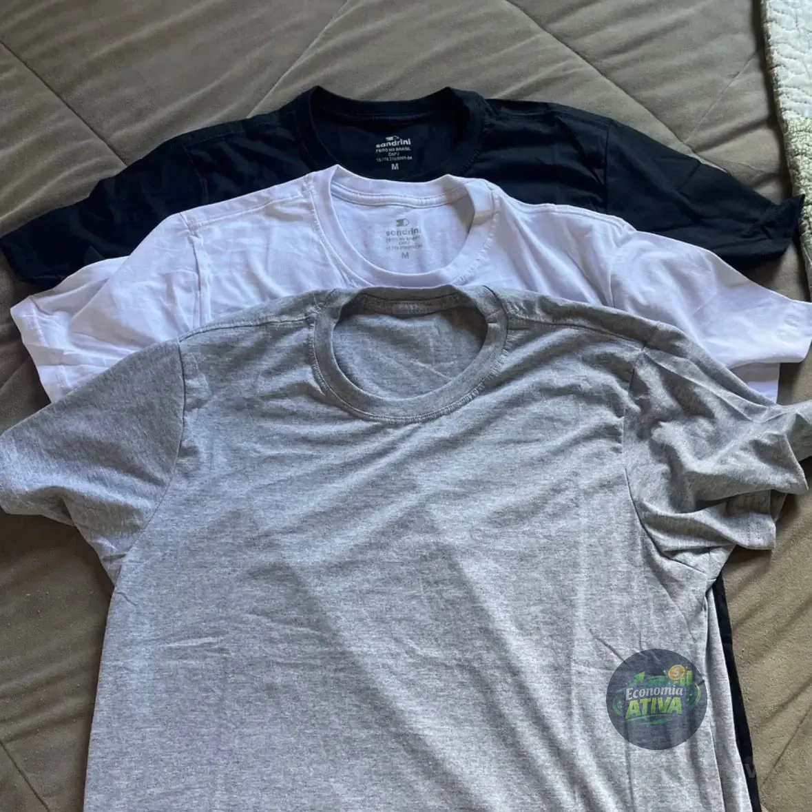 Kit 3 Camisetas Algodão Dia Dia Sandrini Básica Conforto