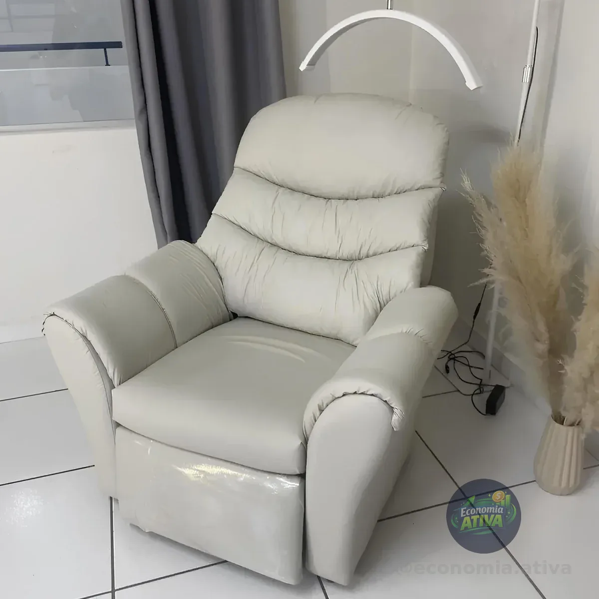 Poltrona Do Papai Reclinável Com Encosto Macio Bege