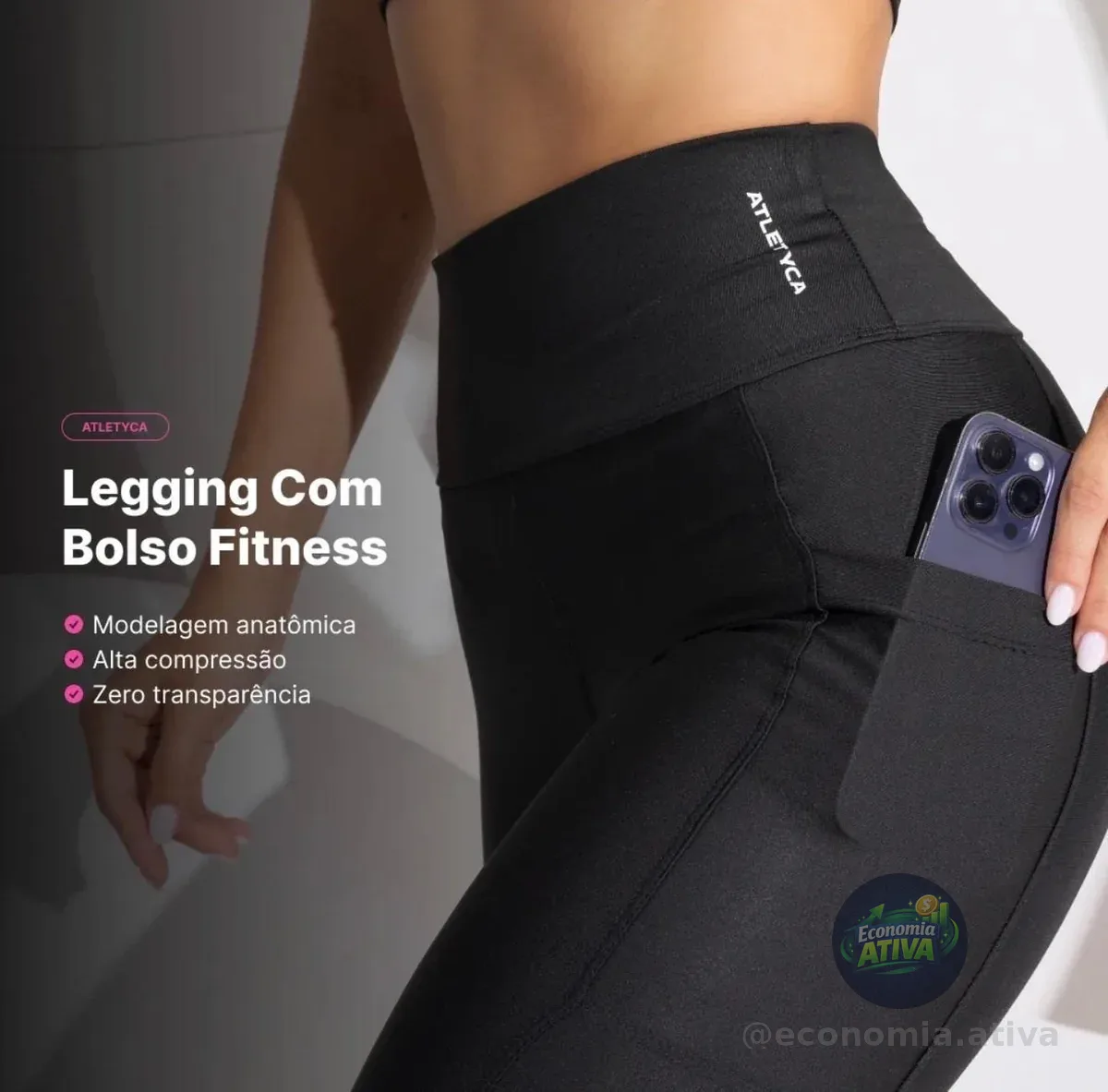 Calça Legging c/ Bolso Fitness Feminino Atletyca (6 cores)
