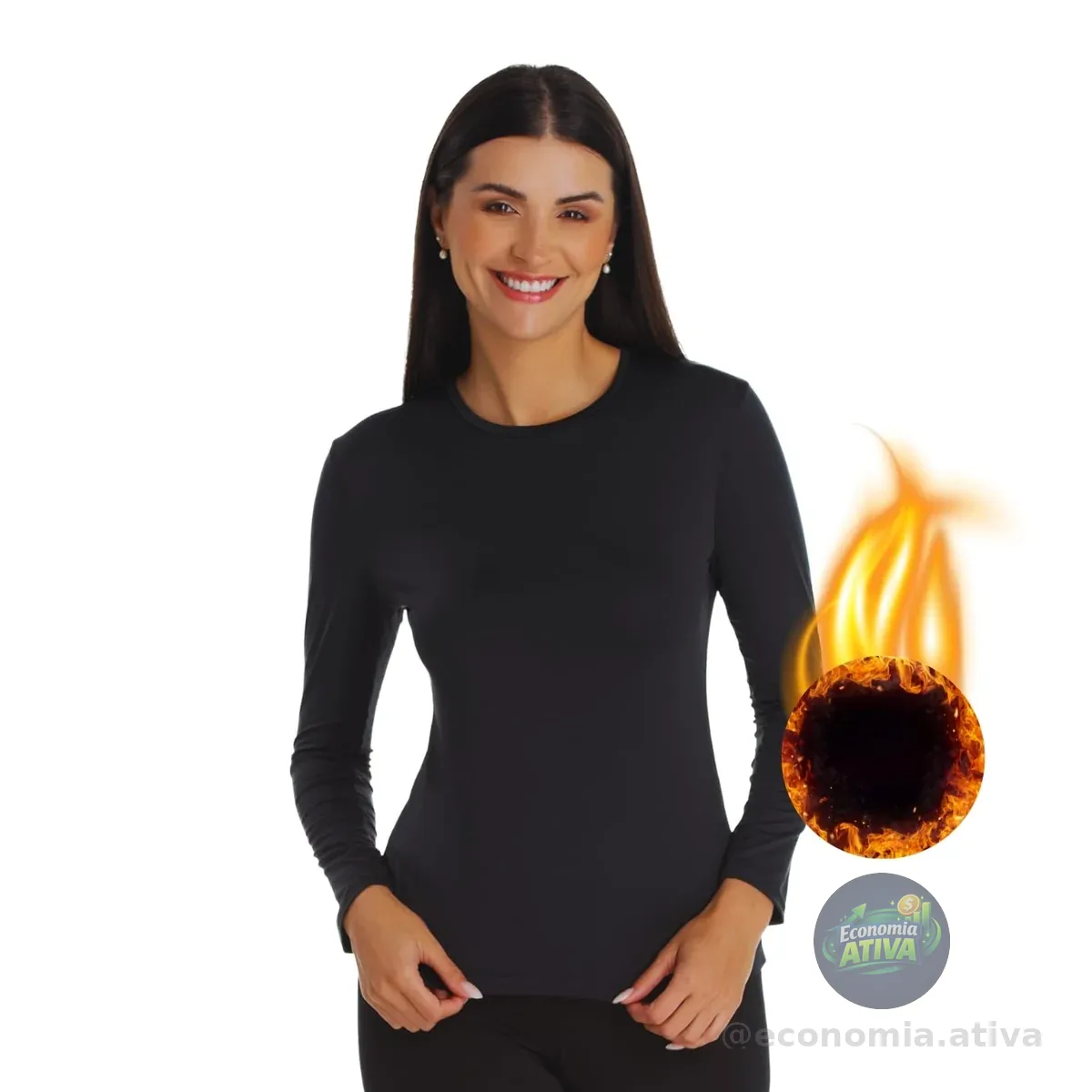 Blusa Segunda Pele Feminina Termica Flanelada Pelucia Manga Longa