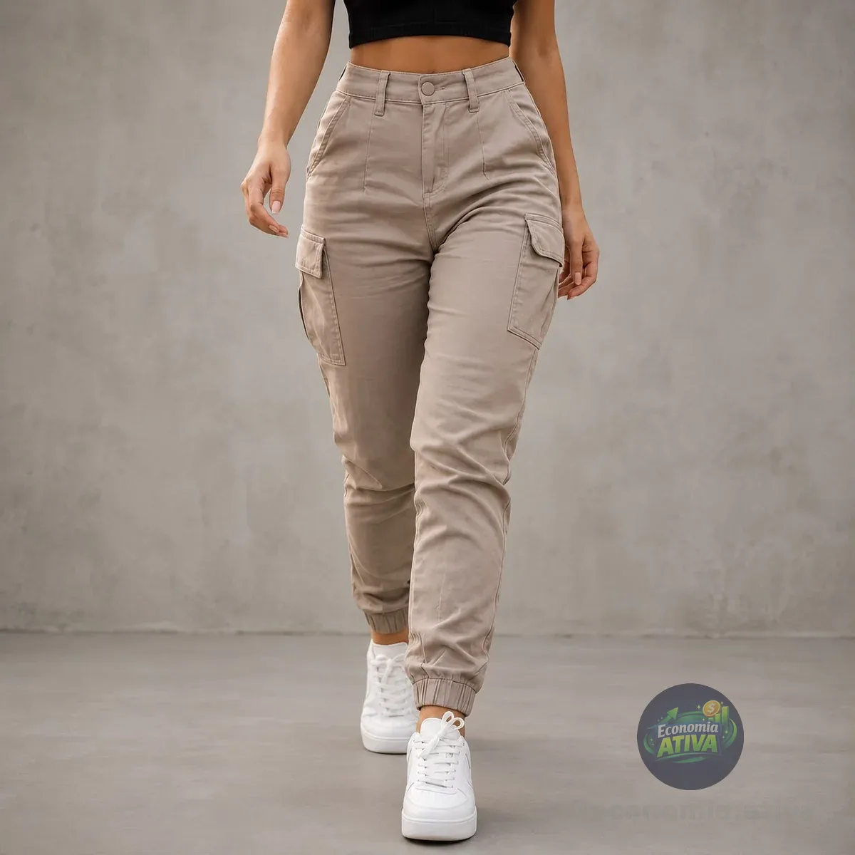 Calça Cargo Jogger Jeans Feminina