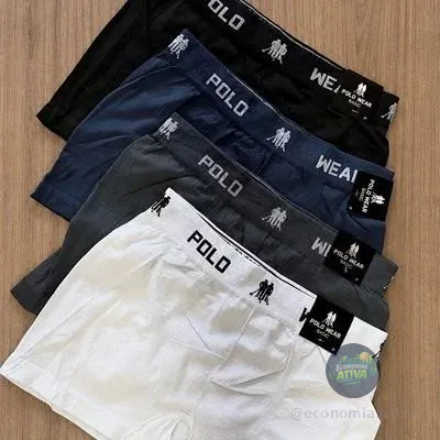 Kit 10 Cuecas Boxer Lisa Polo Wear Sortido