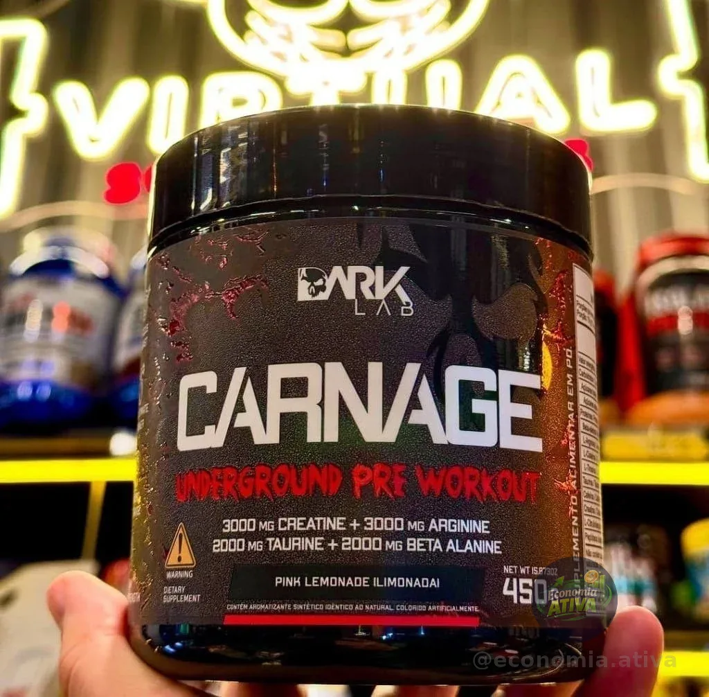Pre Treino Carnage Pink Lemonade 450g Com Creatina Dark Lab