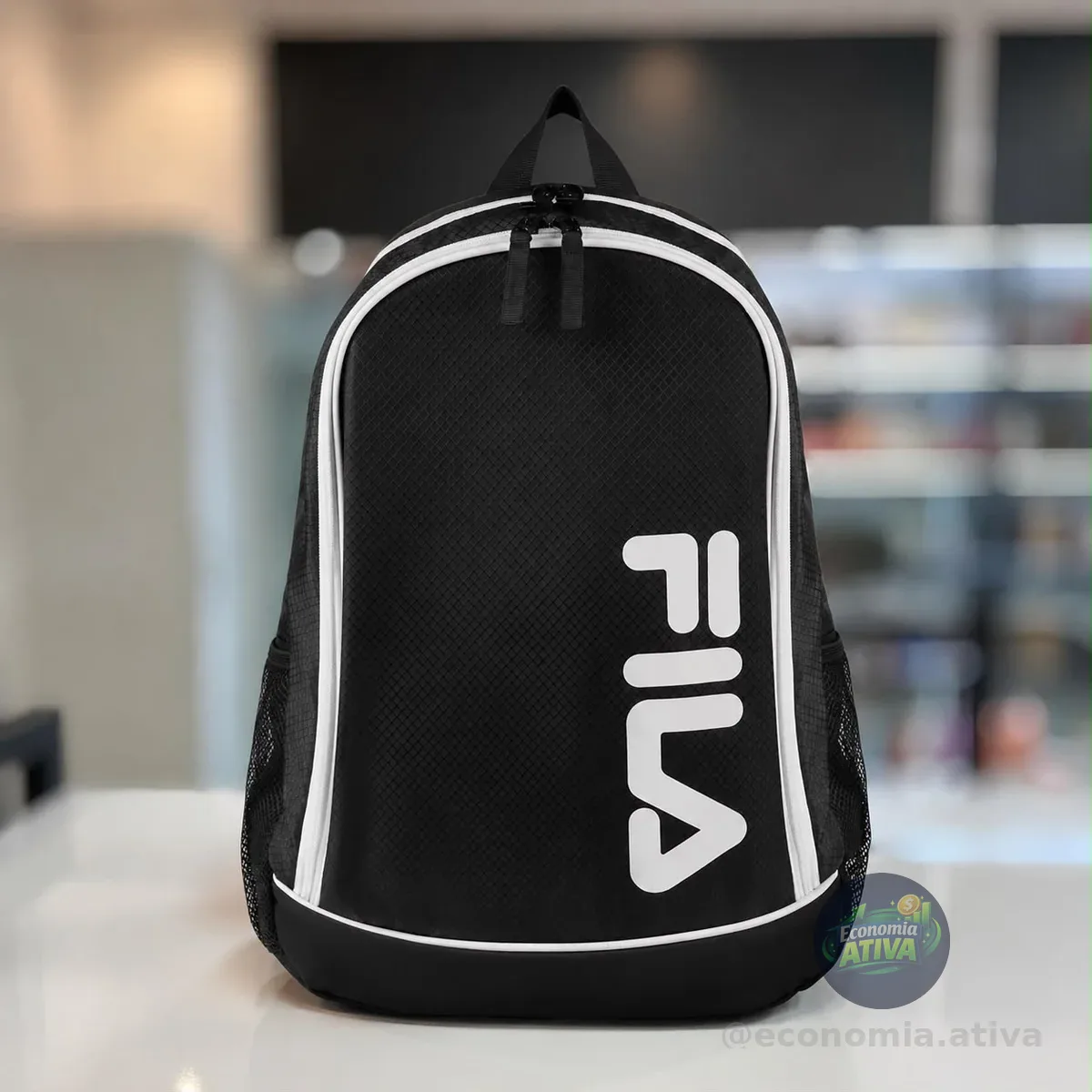 Mochila College Letter Fila Preto Liso
