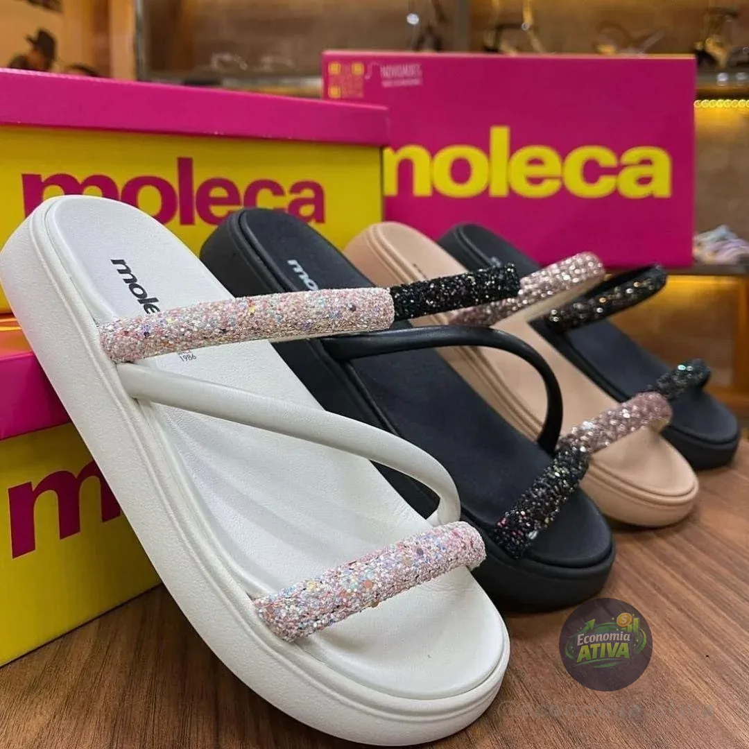 Sandália Papete Moleca Feminina Strass Original (6 cores)