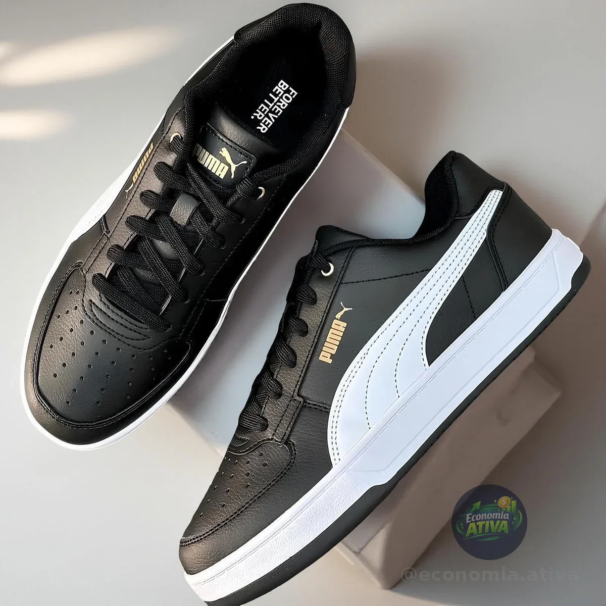 Tênis Puma Masculino Caven 2.0 Black White-gold
