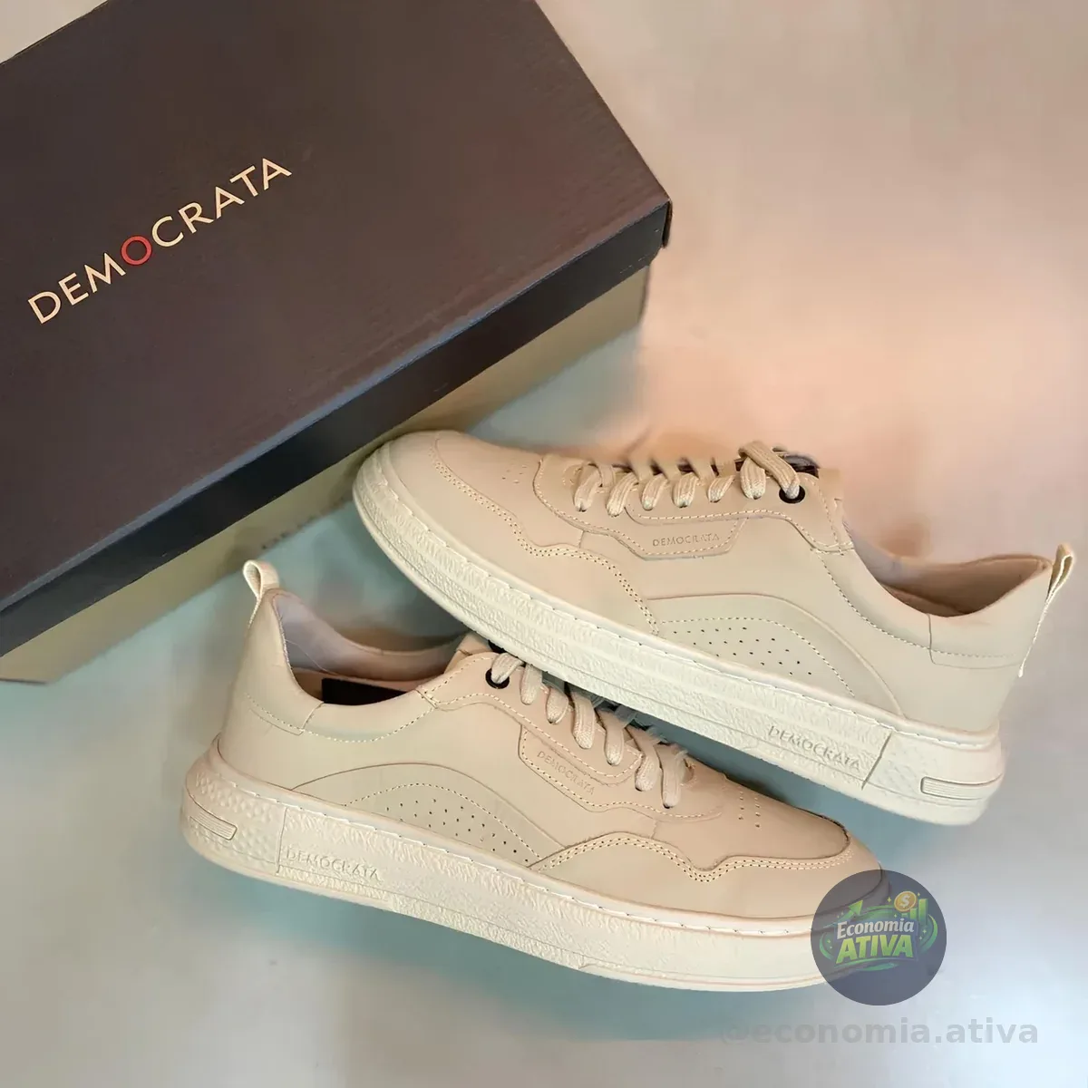 Tênis Couro Democrata Denim Jake Masculino