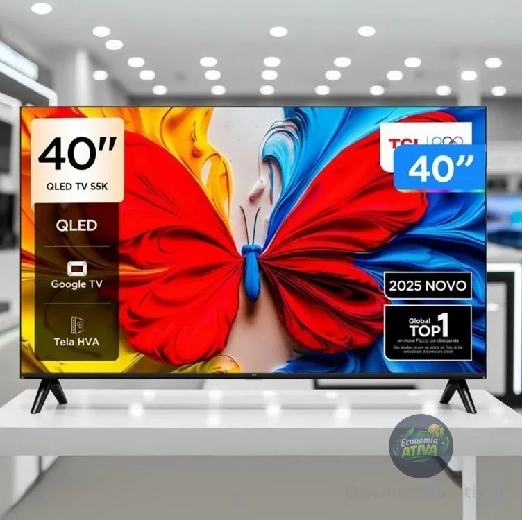 TCL, Smart TV 40” HD QLED, WiFi, Bluetooth, Google TV 40S5K