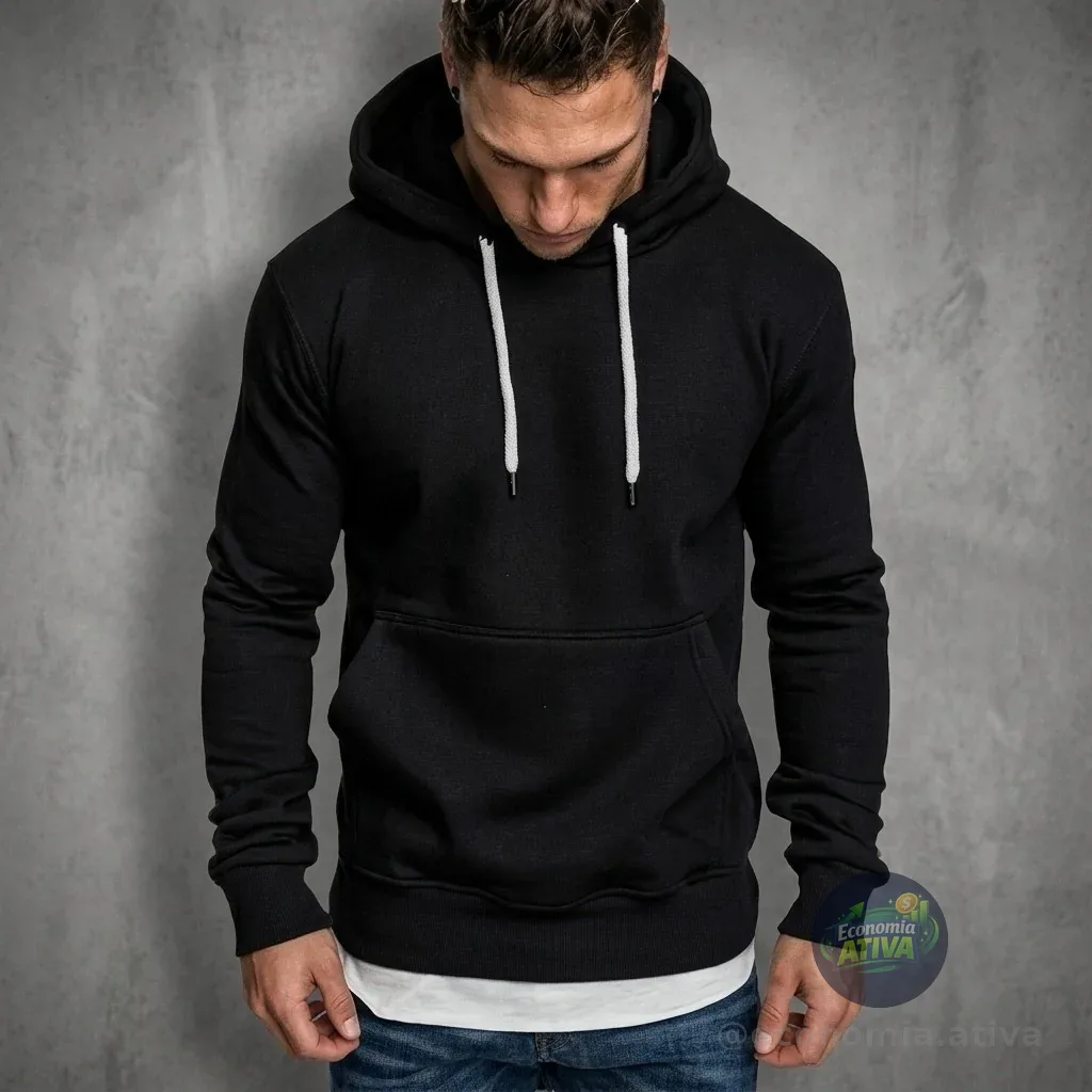 Moletom Canguru Algodão Unissex Blusa De Frio Flanelado