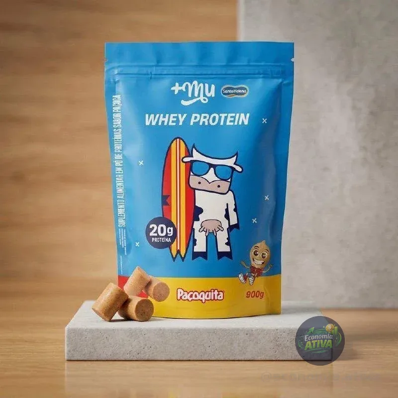 Whey Concentrado, Mais Mu, Sabor Paçoquita, 20g de proteína - 900g