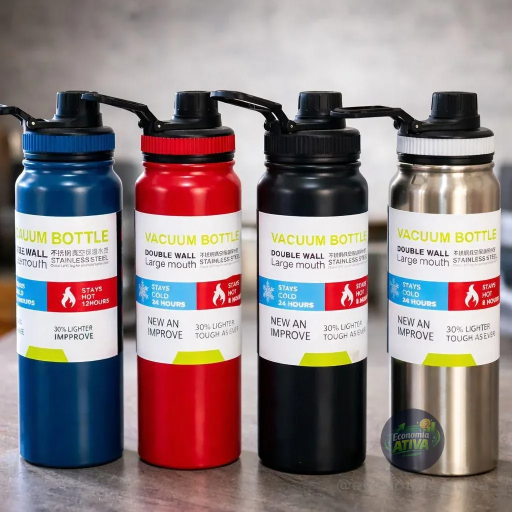 Garrafa Térmica Água Squeeze Alça Inox (9 cores)