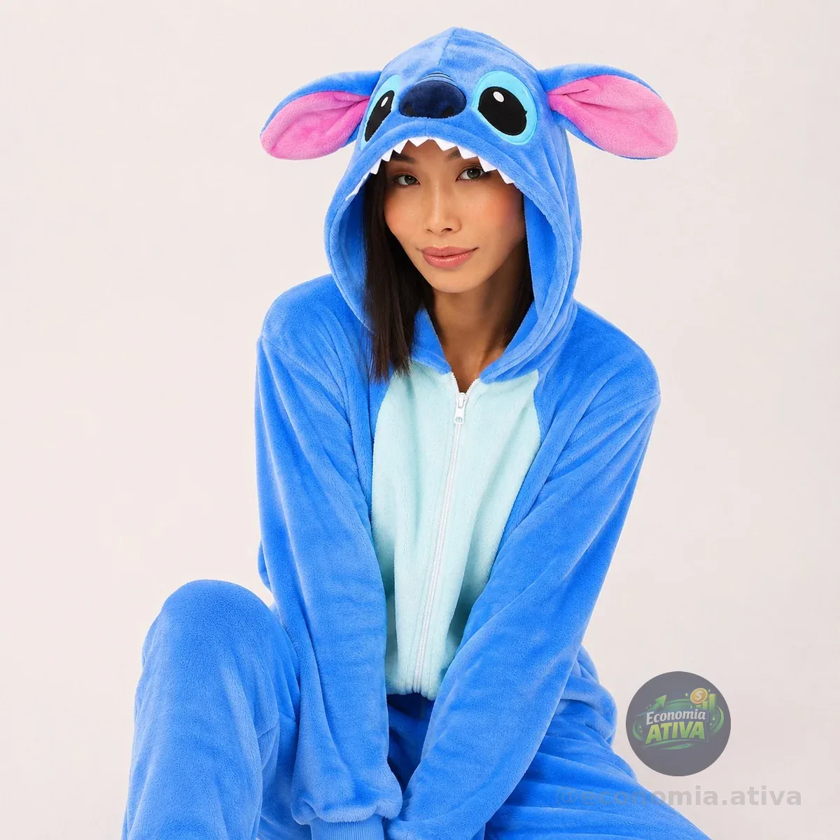 Pijama Macacão Kigurumi Stitch Zíper