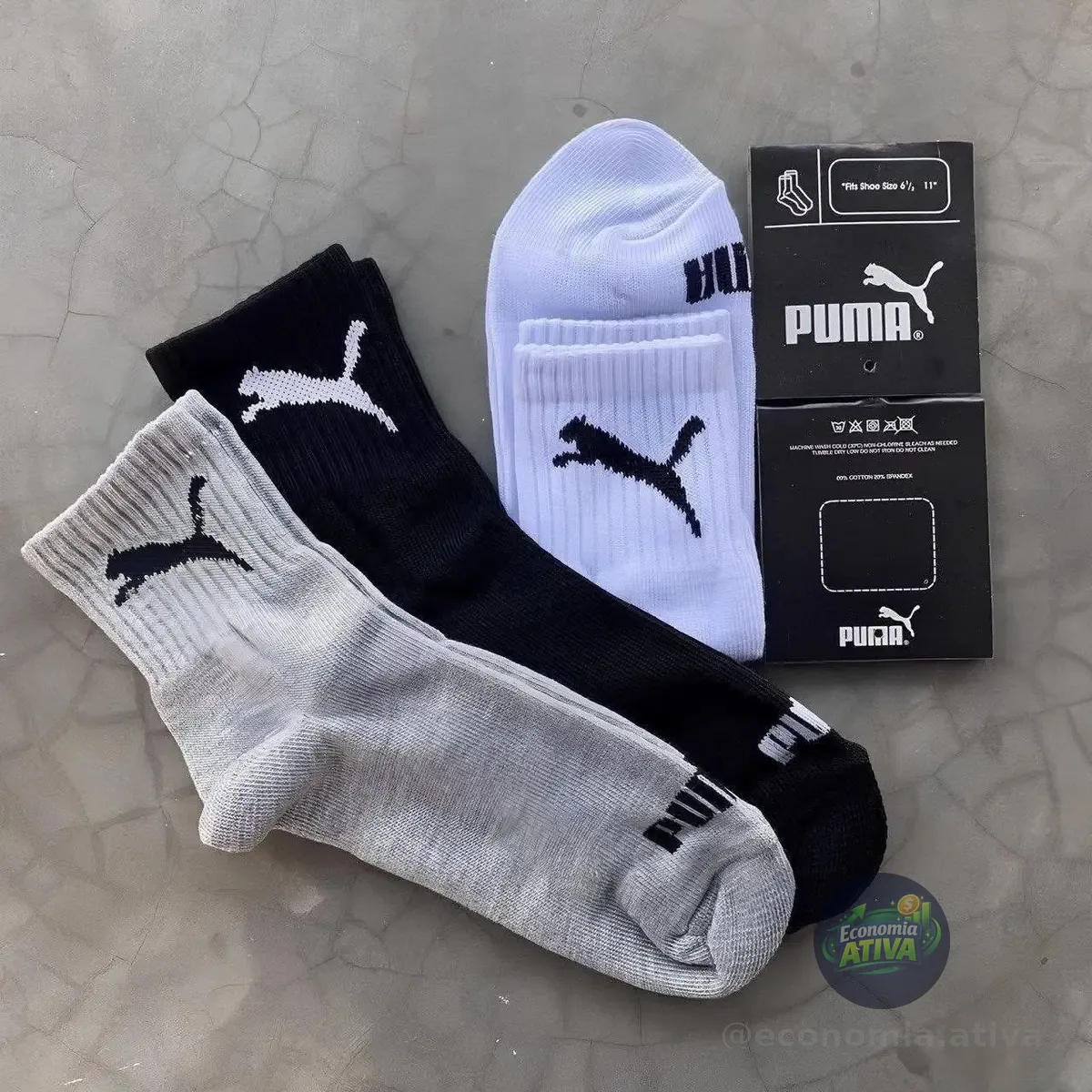 Kit 6 Pares Meias Puma De Cano Médio