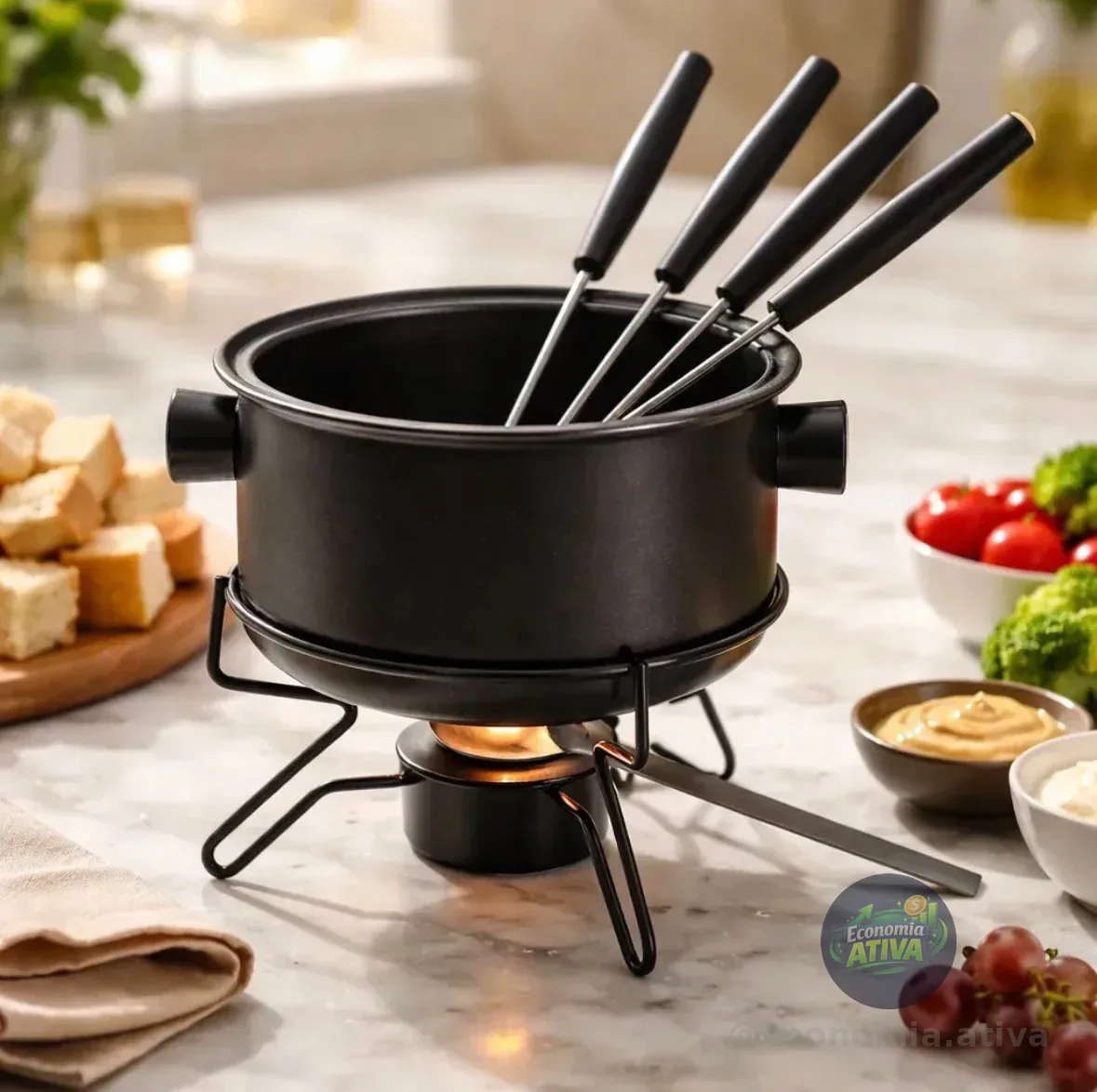Aparelho Fondue Pop Antiaderente 7 Pçs Forma + 4 Garfo