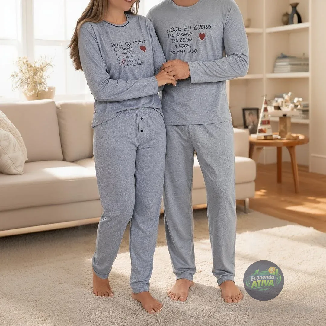 Kit Pijama Casal De Frio Namorados Feminino Masculino