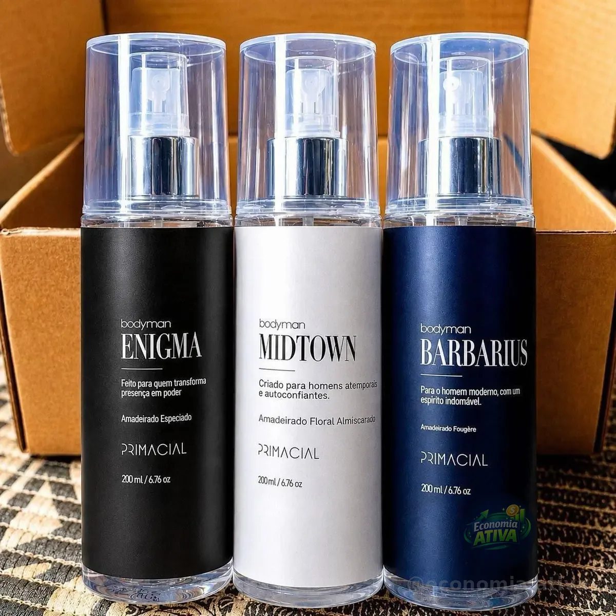 Kit Body Splash Masculino Barbarius + Enigma + Midtown 200ml