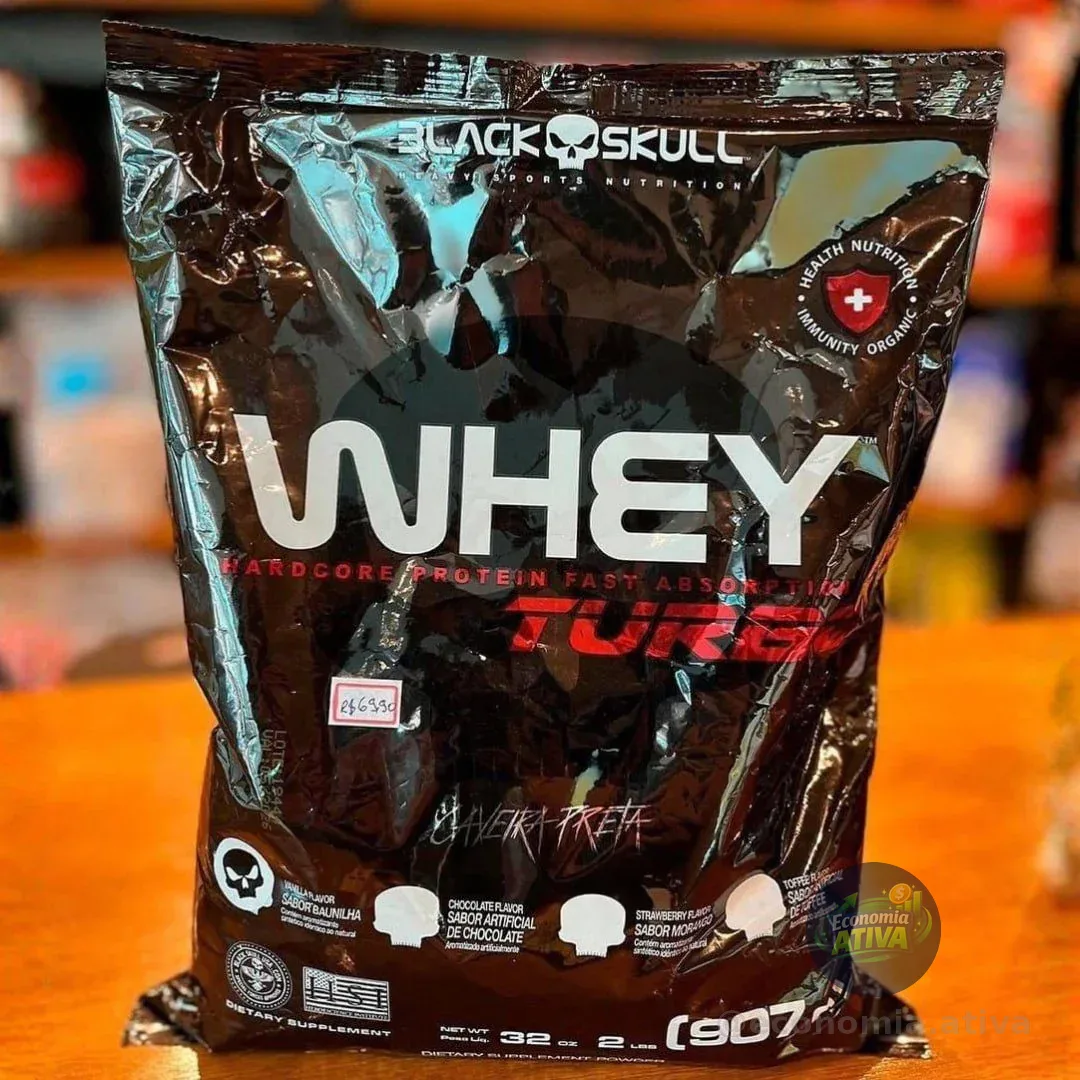 Whey Turbo Black Skull Sabor Morango 907g