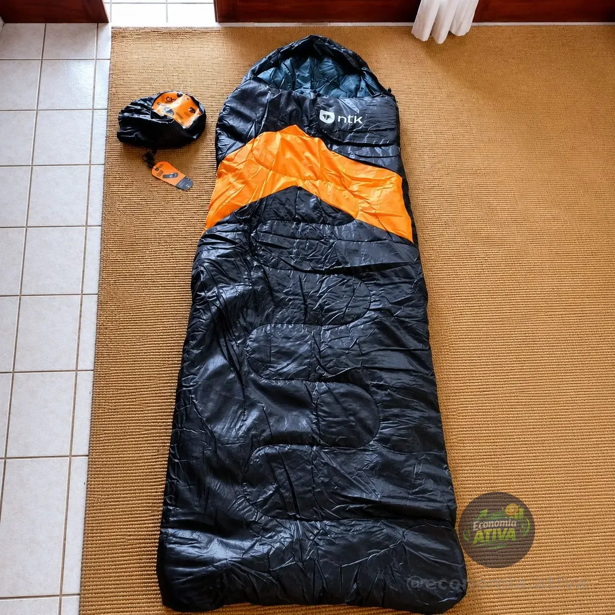 Saco Proteção De Frio Termico De Dormir Nautika Viper Preto E Laranja