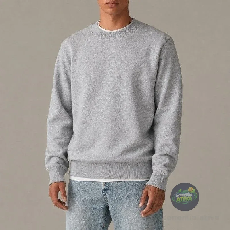 Moletom Unissex Gola Redonda Liso