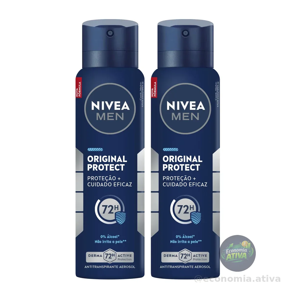 NIVEA MEN Kit Desodorante Antitranspirante Aerossol Original Protect 48h 150ml (2 unidades)