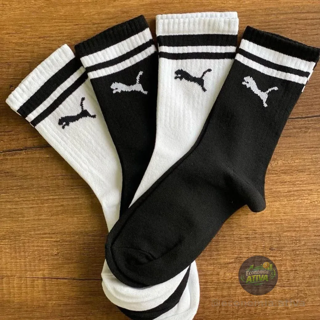 Kit 3 Pares Meias Puma Cano Alto Longo