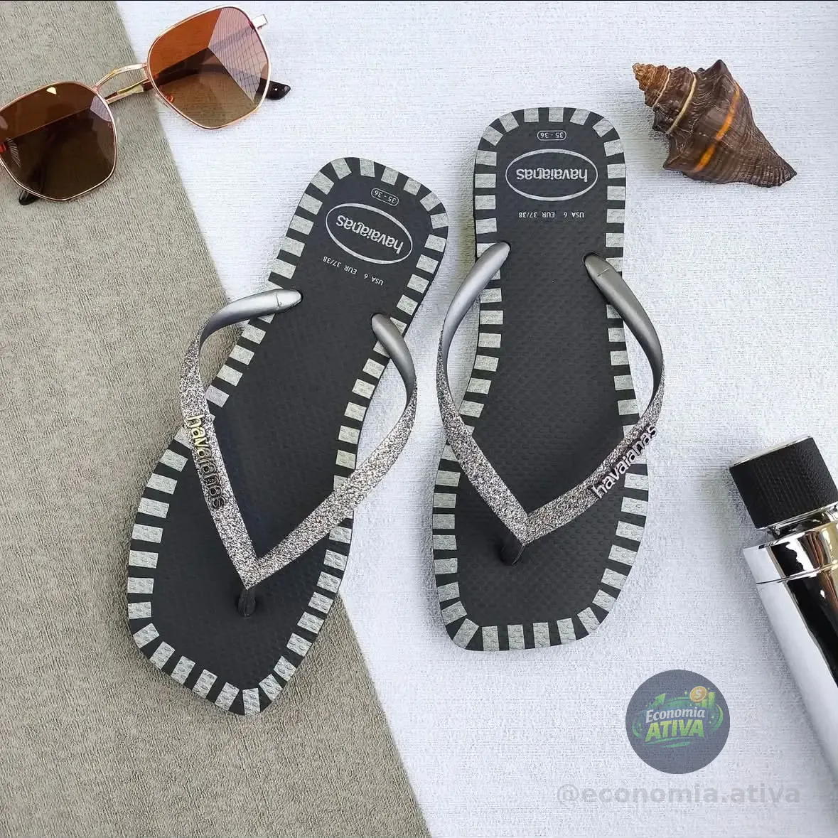 Sandália Slim Square Glitter Contour Havaianas