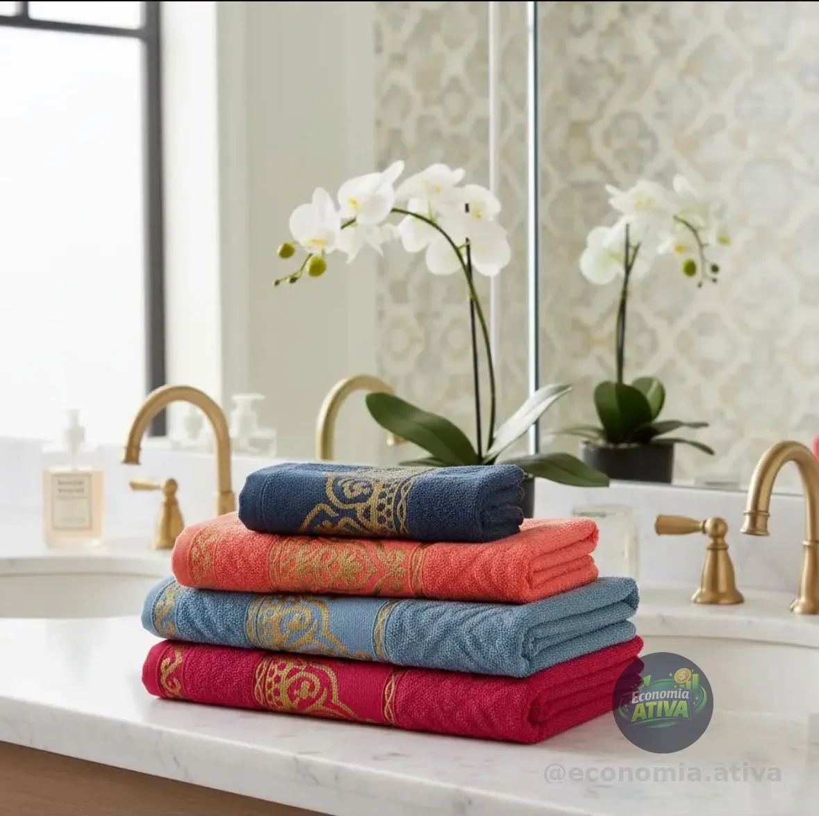 Kit 5 Toalhas De Rosto Luxo Jacquard Grossa 100% Algodão