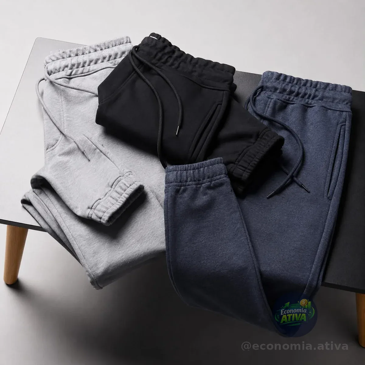 Kit 3 Calça Moletom Slim Jogger Com Bolso