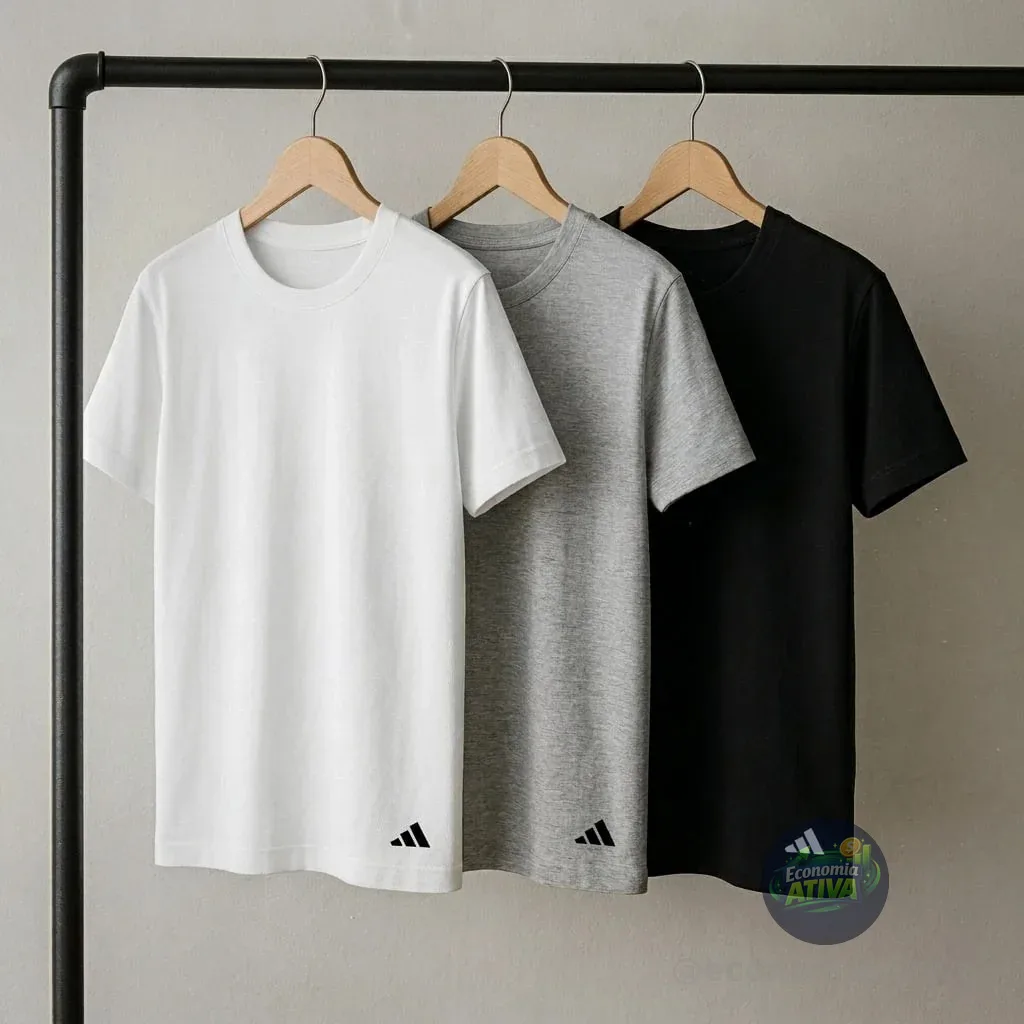 Kit 3 Camiseta Adidas Básicas Masculino