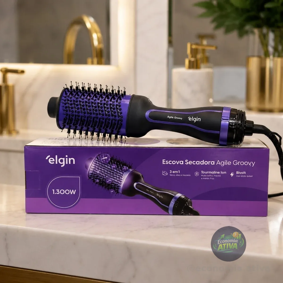 Escova Secadora Agile Glossy Elgin 1300W Bivolt