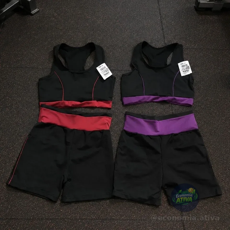 2 Conjunto Fitness Feminino Top E Short De Academia