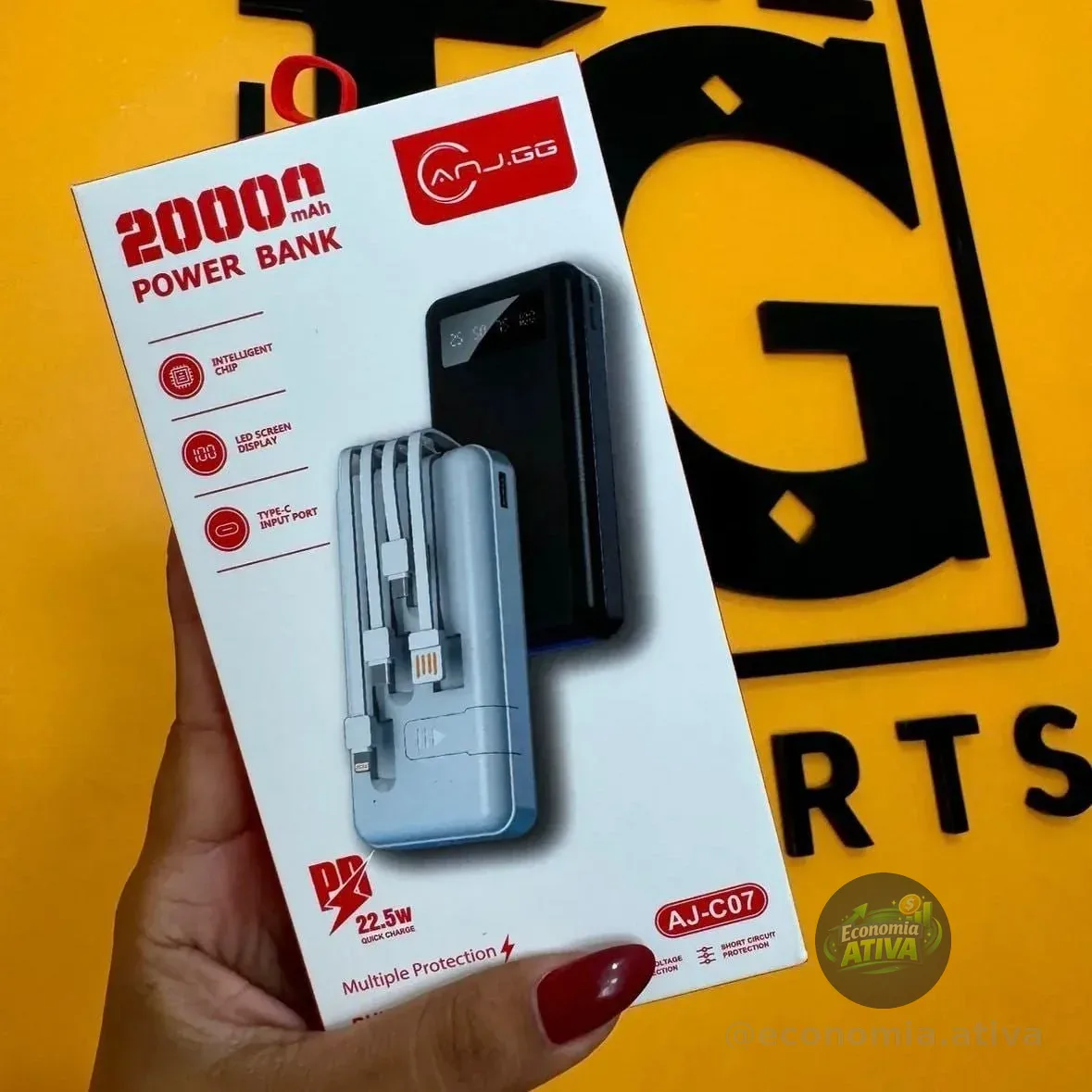 Power Bank 20000mah Carregador Portátil Turbo 22.5w Display Digital