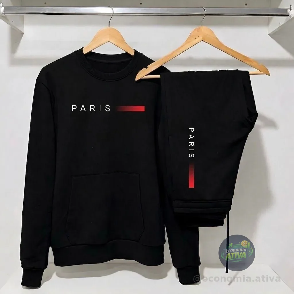 Conjunto Moletom Paris Blusa Careca + Calça