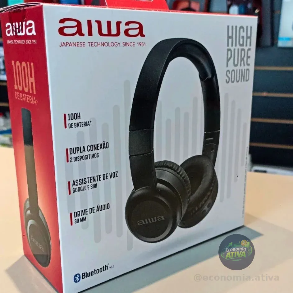 Fone De Ouvido Headphone Aiwa Aws-hp-03-b Bluetooth